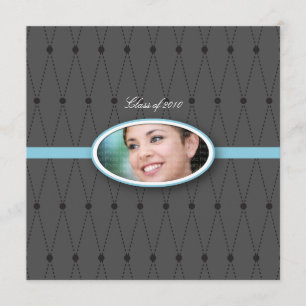 Elegant Harlequin Pattern: Blue Invitation