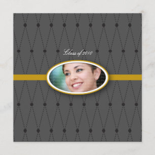 Elegant Harlequin Pattern: Gold Invitation