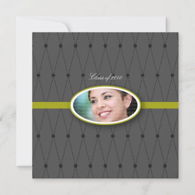 Elegant Harlequin Pattern: Green Invitation (Front)