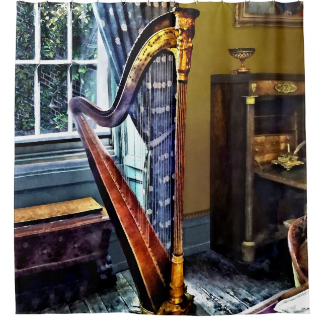 Elegant Harp Shower Curtain (Front)