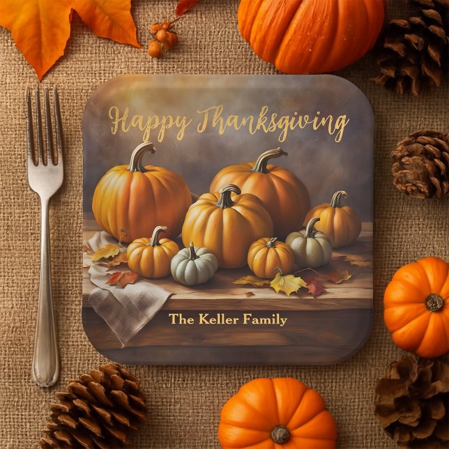 Elegant Harvest Pumpkin Thanksgiving Dinner Paper Plate (Creator Uploaded)