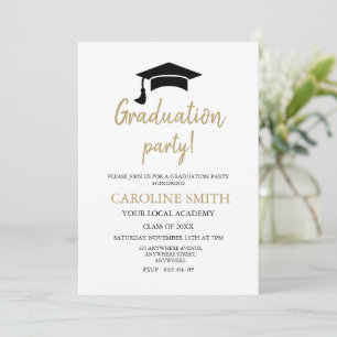 Elegant Hat Graduation Party Invitation