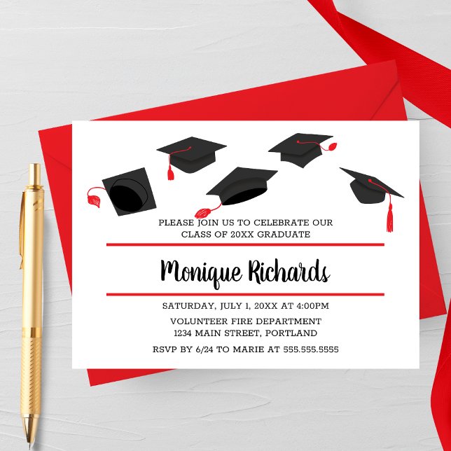 Elegant Hat Toss Graduation Party Invitation (Creator Uploaded)