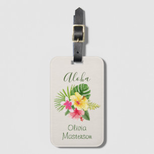 Elegant Hawaiian Aloha Tropical Personalised Luggage Tag