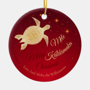 Elegant Hawaiian Christmas Ceramic Ornament