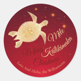 Elegant Hawaiian Christmas Classic Round Sticker
