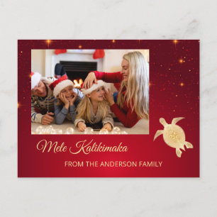 Elegant Hawaiian Christmas Family Photo Postcard