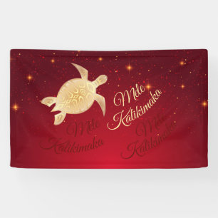 Elegant Hawaiian Christmas   Red Gold Banner