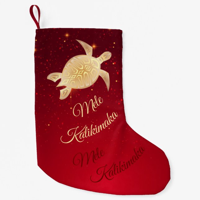 Elegant Hawaiian Christmas Small Christmas Stocking (Front)