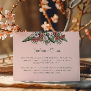Elegant Hawaiian Floral Blush Pink Bridal Shower Enclosure Card