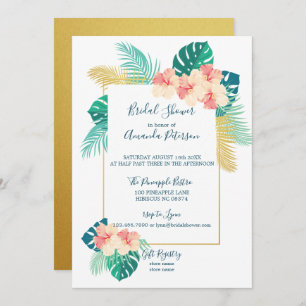 Elegant Hawaiian Hibiscus Bridal Shower Invitation