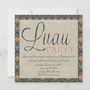 Elegant Hawaiian Tropical Luau Party Invitation