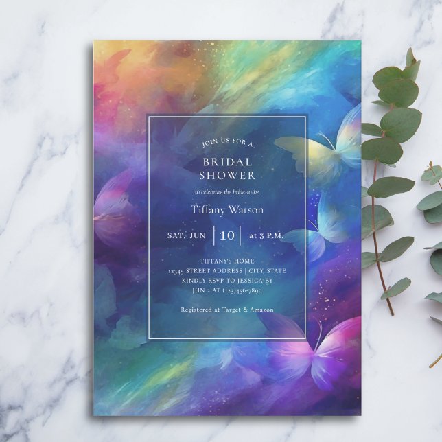 Elegant He Gives Me Butterflies Bridal Shower Invitation (Creator Uploaded)