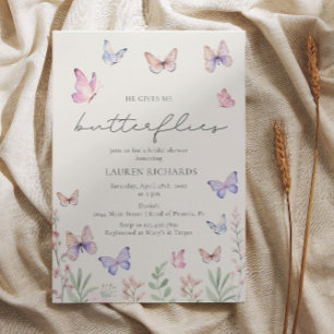 Elegant He Gives Me Butterflies Bridal Shower Invitation