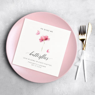Elegant He Gives Me Butterflies Floral Napkin
