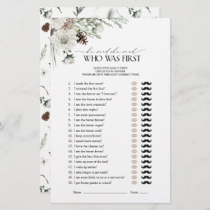 Elegant He Said She Said Winter Bridal Shower Game