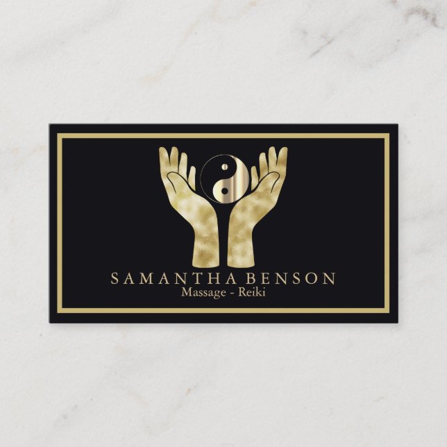 Elegant Healing Hands Yin Yang symbol  Business Card (Front)