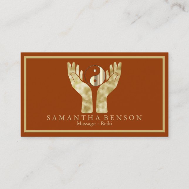 Elegant Healing Hands Yin Yang symbol  Business Card (Front)
