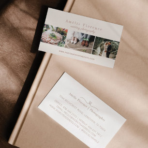 Elegant Heart 3 Photo Collage Wedding Photographer Business Card