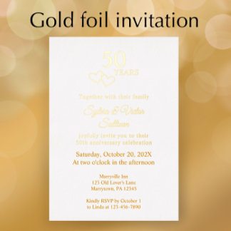 Elegant Heart 50th Wedding Anniversary Party Gold