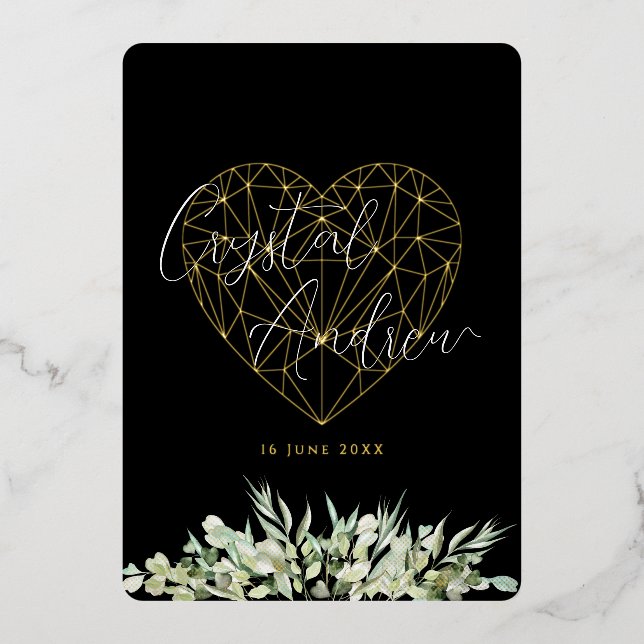 Elegant Heart Black Foliage Formal Wedding (Front)