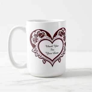 Elegant Heart Card With Red Roses Coffee Mug