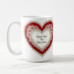 Elegant Heart Card With Red Roses Coffee Mug
