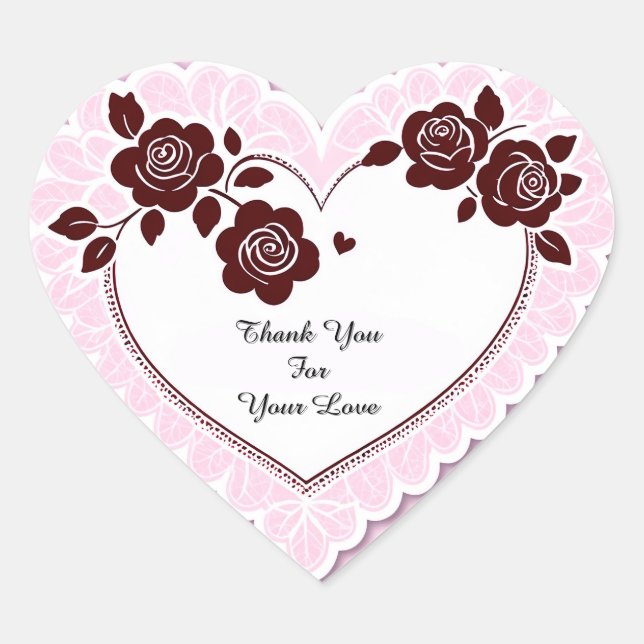 Elegant Heart Card With Red Roses Sticker (Front)