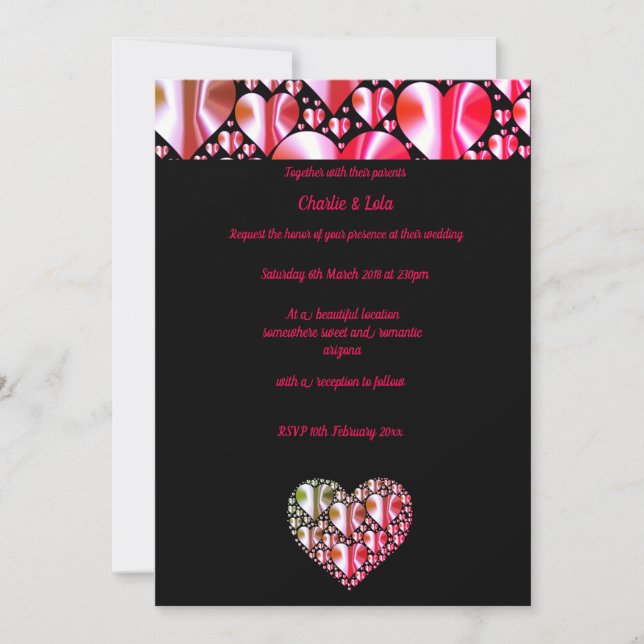 ELEGANT HEART COLOURED WEDDING INVITATIONS (Front)