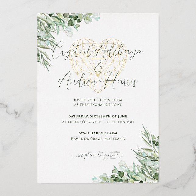 Elegant Heart Eucalyptus Foliage Formal Wedding  (Back)