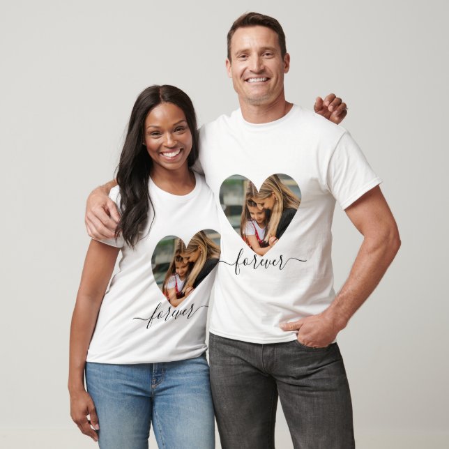 Elegant Heart Forever Love, Custom Photo & Text  T-Shirt (Unisex)