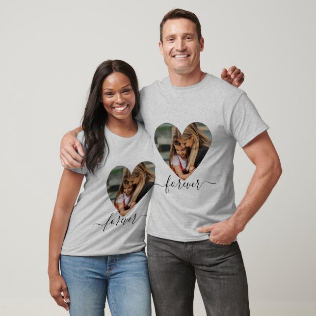Elegant Heart Forever Love, Custom Photo & Text  T T-Shirt (Unisex)