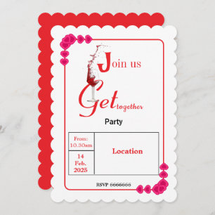 Elegant Heart Frame Valentine's Party  Invitation