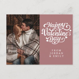 Elegant Heart Happy Valentine's Day Photo Holiday Postcard