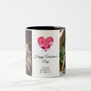 Elegant Heart Happy Valentine's Day Photo Two-Tone Coffee Mug
