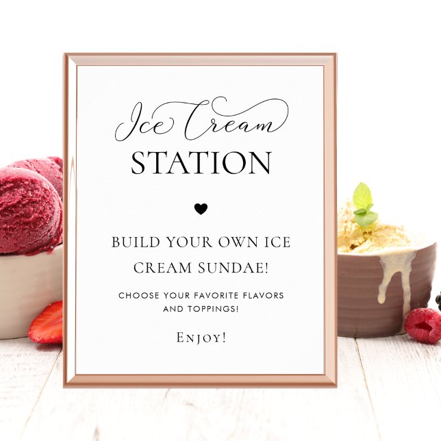 Elegant Heart Ice Cream Station Party Sign (Creator Uploaded)