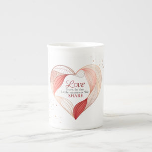 Elegant Heart Love Quote Art – Bone China Mug