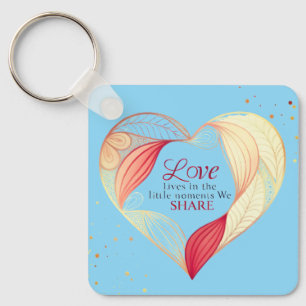 Elegant Heart Love Quote Art Key Ring