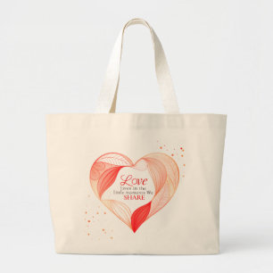 Elegant Heart Love Quote Art Large Tote Bag
