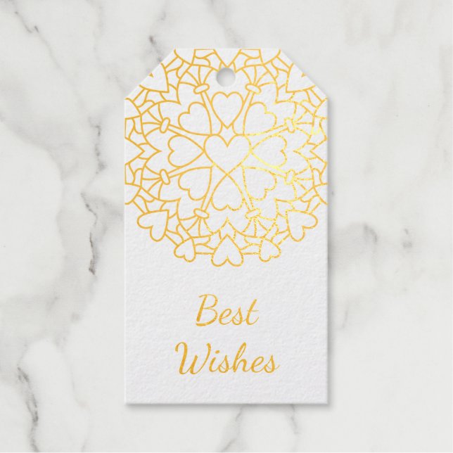 Elegant Heart Mandala Wedding Gift Tags (Front)