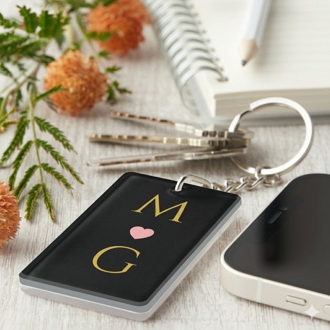 Elegant Heart Mark Monogram Acrylic Keychain Desig (Elegant Heart Mark Monogram Acrylic Keychain Design)