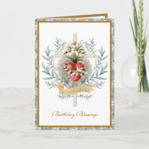 Elegant Heart of  Virgin Mary Cross Floral Card