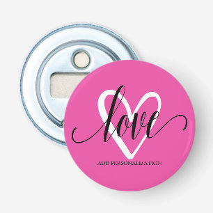 Elegant Heart on Hot Pink Bottle Opener