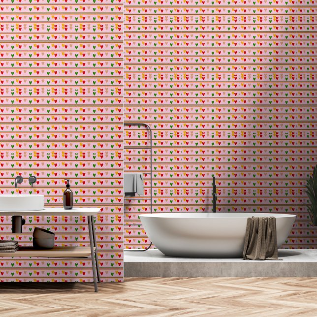Elegant  Heart Pattern Wallpaper (Bathroom)