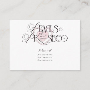 Elegant Heart Pearls Prosecco Bubbly Bridal Shower Enclosure Card