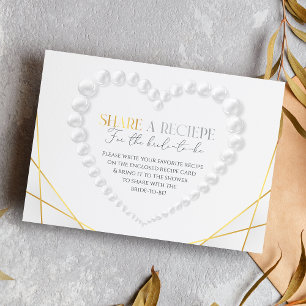 Elegant Heart Pearls & Prosecco Gold Bridal Shower Enclosure Card