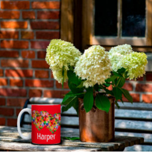 Elegant heart red Two-Tone Coffee Mug