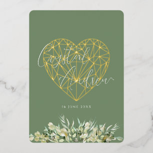 Elegant Heart Sage Green Foliage Formal Wedding