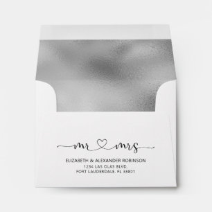 Elegant Heart Script Calligraphy Wedding Envelope