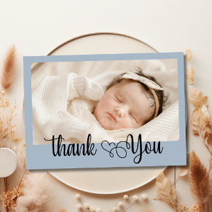 Elegant Heart Script Photo Baby Shower Thank You